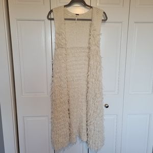 Free People Long Shag Vest Cardigan